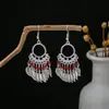 Pendientes de Borla de Plata Miao Estilo Étnico, Pendientes de Borla Turquesa Bohemios, Pendientes de Atracción Turística de Minorías Étnicas