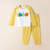 Conjunto Casa Algodão Puro Fino Estilo Coreano Roupas de Casa para Meninas Gola Redonda Manga Longa Pijama Infantil Masculino Classe A Verão