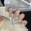 [Borboleta Azul] Unhas Usáveis Estilo Borboleta Tridimensional Originais Puramente Feitas à Mão com um Toque de Luxo, Unhas Usáveis Cat-Eye de Luxo Leve, Design Simples