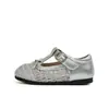 Sandalias de Malla para Niñas con Punta Cerrada, Estilo Verano 2026, Zapatos Transpirables Huecos de Princesa, Zapatos Planos Mary Jane con Moño