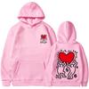 Moletom com capuz estampado de nova moda transfronteiriço amor estilo universitário jaqueta de estudante solta casual todas as estações manga longa