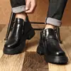 Botas de Hombre Estilo Británico Modernas Casuales Botas de Suela Gruesa Estilo Coreano Botas Cortas Versátiles Botas de Caña Alta de Cuero Botas Chelsea para Hombre