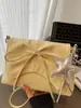 Bolsa de Ombro Plissada Estilo Ballet Nova Tendência com Laço Bolsa Transversal Casual com Corrente para Mulheres