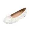 Mocassins rasos estilo fada com lantejoulas de cristal, sapatilhas de laço tamanho grande, elegantes e versáteis para mulheres