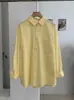 KEKEZOON Color Caramelo Versátil Estilo Coreano Simple Cuello Solapa Manga Larga de un Solo Botón Longitud Media Camisa para Mujer 8516