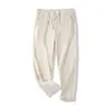 Pantalones casuales versátiles para hombre de algodón de bambú suave lavado para ir al trabajo, con cintura elástica, diseño de pierna recta/pierna fruncida 11652