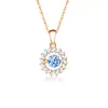 Collar Colgante Halo de Diamante Trapezoidal Sol Radiante Plata de Ley S925 Lujo Accesible para Mujer Nicho Venta Caliente Joyería Transfronteriza Al por Mayor