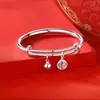 Jiamao plateado en plata 999 campana con forma de Fu push-pull sólida brillante pulsera regalo femenino para novia y novia venta directa de fábrica