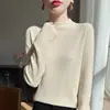 Top de capa base delgado, top moldeador, suéter jacquard de textura de una línea sin costuras, cuello semi-alto para mujer, suave y cómodo para usar en capas