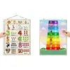 Tablero de fieltro reversible de doble cara para reconocimiento de frutas y verduras, reconocimiento bilingüe de imágenes de frutas y verduras, pantalla educativa de despegar y pegar para niños pequeños