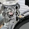 Diseño Nicho Estilo Cool Anillo con Textura de Piedra Lunar de Zircón Rosa Incrustado Anillo Abierto de Gema de Alta Gama para Mujeres