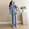 Traje para mujeres embarazadas 2024 otoño e invierno nueva moda mamá holgado talla grande cárdigan de punto pantalones de pierna ancha ajustables