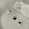 Collar Colgante Oval de Ágata Negra Plata de Ley S925 Coreana Cadena para Clavícula de Diseño de Nicho de Lujo Accesible de Alta Gama para Mujer