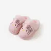Pantufas de algodão fofas de desenho animado Hello Kitty para mulheres, pantufas internas de inverno para casa, com sola grossa, quentes e forradas com fleece