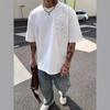 Verão Novo Estilo Americano Ins Moda Marca Simples Cor Sólida Short-sleeved T-shirt Dos Homens Design Solto Puro Algodão Pequeno Collar Top