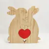 Adornos de Madera para Pareja de Conejos con Corazón Splicing, Artesanía para Decoración del Hogar, Regalos del Día de San Valentín