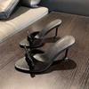 Sandalias de verano para mujer, novedad de 2025, sandalias con lazo y tacón alto.