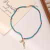 Moda Transfronteriza Collar Colorido con Cuentas Acero Titanio DIY Colgante de Pez Dorado Aretes Colgante Turquesa Cadena Clavícula Collar para Mujer