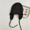 Atmósfera Invernal Ins Sombrero de Lana Tejido Coreano Sombrero de Invierno Cálido para Niños Protección para los Oídos Gorra de Aviador Gorro de Esquí con Protección para los Oídos