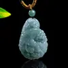 Auténtico Jadeíta Azul Agua Grado A Color Completo Tipo Hielo Colgante Pavo Real Exquisito Regalo de Jade Suministro en Vivo Fábrica Mayorista