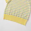 Moda Casual de Punto Rayado de Manga Corta de Venta Caliente Europea y Americana Transfronteriza Aliexpress