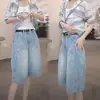 Populares shorts de mezclilla florales para mujer, 2026 verano finos nuevos de cintura alta sueltos casuales de pierna ancha de longitud media