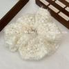 Estilo Coreano Elegante Doce Malha Xadrez Pompons Grande Intestino Elástico de Cabelo Alta Qualidade Versátil Corda de Amarrar Corda para Rabo de Cavalo