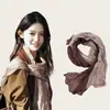 Lenço de Seda Longo Floral Color-Block Retrô Artístico para Mulheres, Moderno e Elegante, Acessório de Pescoço de Luxo com Toque Sofisticado, Lenço Versátil