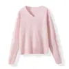 Ropa Especial Zhengqi/Suéter Rosa hecho de lana de oveja y cachemir, cepillado para abrigar, con diseño de cuello en V o redondo