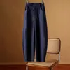 Calça Banana de Algodão e Linho para Mulheres, Calça de Linho e Algodão Solta de Verão Afinando