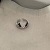 Anillo abierto de esmalte de moda de diseño nicho para niña, anillo retro de alta calidad personalizado negro rosa