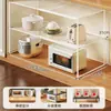 Prateleira para Micro-ondas de Cozinha Casa Rack de Armazenamento Multifuncional para Temperos Prateleira Camada Interna Expansível para Armário Sob a Pia