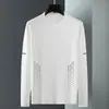 [Envío Rápido] Camiseta de manga larga de peso pesado de 220 g, capa base unisex para primavera y otoño, color liso, blanco, corte holgado, cuello redondo