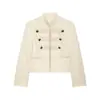 Comercio exterior transfronterizo ropa de mujer 2026 moda europea y americana casual simple botón anudado cuello alto chaqueta de manga larga para mujer A46305