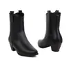 Nuevas Botas Vaqueras de Moda Botines Tacón Medio Tacón Grueso Botas para Mujer Sencillas Sexy Clásicas Dr. Mocasines de punta fina Martens