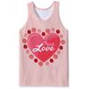 Camiseta para hombre con impresión digital 3D de pareja de San Valentín transfronteriza europea y americana con el texto "Amo a ti" en rojo.