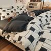Nuevo Juego de Cama de Algodón Lavado de Cuatro Piezas de Sábanas y Funda de Edredón Juego Simple Japonés de Ropa de Cama para Dormitorio de Estudiantes Individual de Tres Piezas