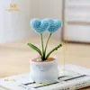 Corazón Tejido a Crochet Hecho a Mano, Planta en Maceta Pequeña Producto Terminado, Flor en Forma de Corazón Tejida con Hilo Decoración de Escritorio con Maceta, Regalo Creativo