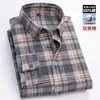 Camisa de Franela de Algodón a Cuadros de Manga Larga para Hombre, Primavera, Otoño e Invierno, Estructurada y Cálida, Elegante para Uso Diario Casual y para Ir al Trabajo