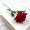 Rosa de Veludo Artificial Alta Flor Solteira Canto Casamento Planta Verde Decoração de Casa Flor Veludo Dia dos Namorados Chinês Rosa Vermelha Biônica
