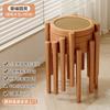 Banco nórdico de madeira rattan, banco quadrado empilhável para uso doméstico, banco de jantar de espera para restaurante, mesa de jantar simples, cadeira alta