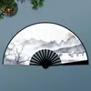 Ventilador de Papel Dobrável Wenchuang Xuan Ponto Turístico Promove Ventilador Dobrável de Tecido de Seda Liso de 8 polegadas 10 polegadas Tinta Estilo Antigo Pintura e Caligrafia Estudantil