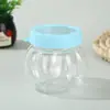 Botellas y Frascos de Plástico Transparente para Mascotas con Tapas de Colores, Contenedores Sellados con Forma de Calabaza, Contenedores a Prueba de Humedad de Grado Alimenticio, Barriles Redondos Moldeados por Soplado