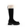 Botas de montar altas, cálidas, forradas de polar, de caña alta, con tacón grueso, de gamuza para mujer