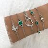 Pulseira Europeia e Americana Nova Simples de Metal Imitação Diamante Esmeralda Diamante Quadrado Diamante Completo Moda Pulseira do Amor Conjunto de Várias Peças para Mulheres