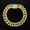 Joyería de Aleación 12mm Letras Inglesas Flip Cadena Completamente de Diamante Hiphop Rap Europeo y Americano Hip-Hop Collar Venta al por Mayor