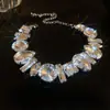 Collar Transfronterizo de Zirconia Ultrafina Forma de Gota de Agua Cadena para Clavícula de Lujo de Entrada Cadena para Clavícula Elegante Pendientes de Gama Alta Traje de Collar