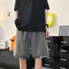 Shorts Jeans Transfronteiriços Masculinos Marca Tendência Soltos Retos Casuais Tendência Estilo Hong Kong Calças de Cinco Pontos Bonitos Shorts Jeans Coreanos Masculinos