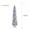 Árvore de Natal Flocada Árvore Lápis 1,2m - 2,1m Branca Nevada Densa Decoração de Árvore de Natal com Luzes LED