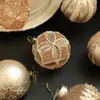 Nuevo Producto Bola de Navidad de 8 cm Color Champaña Polvo Pegajoso Polvo Dorado Adorno Colgante para Árbol de Navidad Retro Colgante Decoración Colgante Arreglo